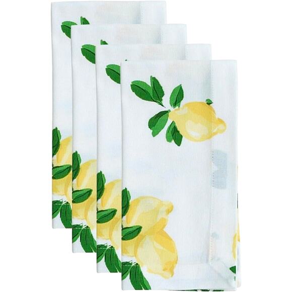 KATE SPADE New York Set of 4 Make Lemonade NAPKINS Yellow Lemons 100% Cotton - Picture 3 of 12
